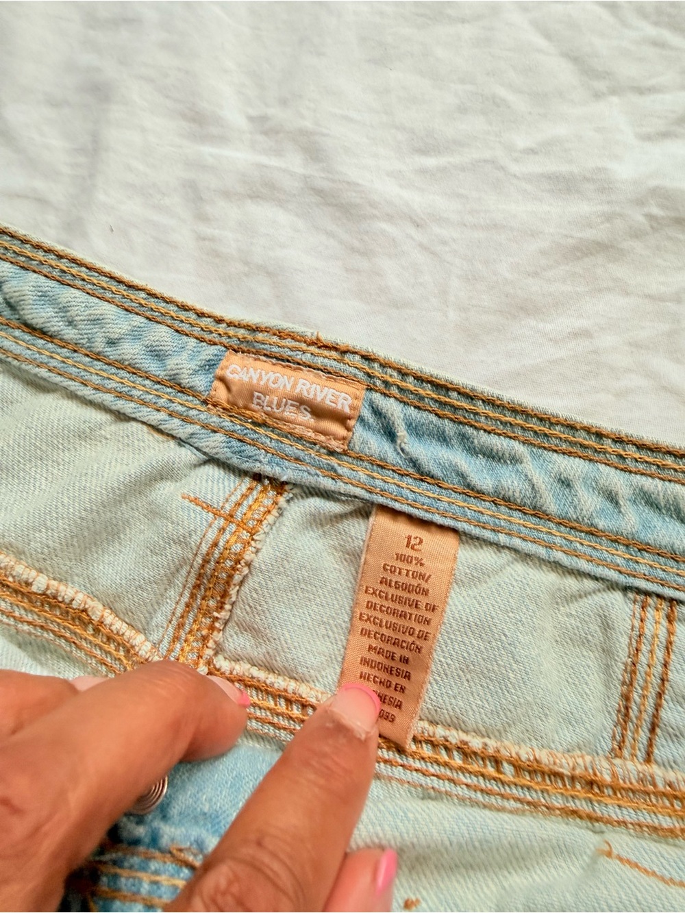 Y2K Light Wash Denim Mini Skirt - Light Blue - Picture 3 of 4